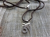 Silver OM Pendant - brown leather