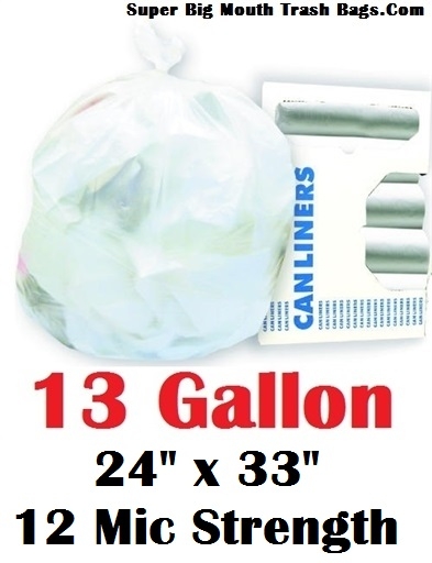 FREE SHIPPING! 13 Gallon Garbage Bags 13 Gallon Trash Bags 13 GAL Can Liners  24 x 33 8 Micron Black