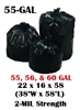 55 Gallon Trash Bags 55 Gal Garbage Bags Can Liners - 22 x 16 x 58 - 38"W x 58"L 2-MIL Gauge BLACK 100ct