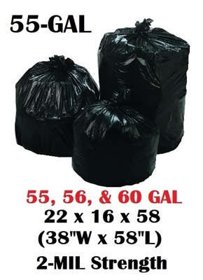FREE SHIPPING! 60 Gallon Garbage Bags 60 Gallon Trash Bags 60 GAL Can Liners  43 x 48 16 Micron Clear