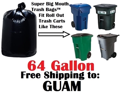 GUAM 64 Gallon Trash Bags Super Big Mouth Trash Bags 64 GAL Garbage Bags