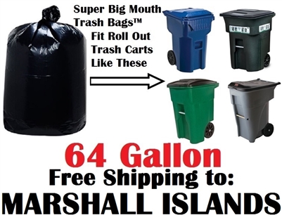 the MARSHALL ISLANDS 64 Gallon Trash Bags Super Big Mouth Trash Bags 64 GAL Garbage Bags