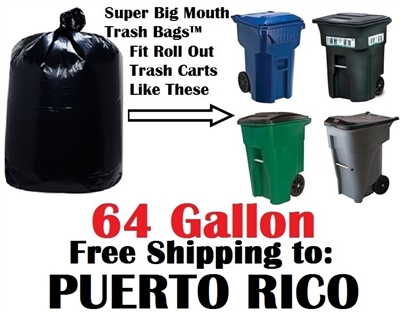PUERTO RICO 64 Gallon Trash Bags Super Big Mouth Trash Bags 64 GAL Garbage Bags