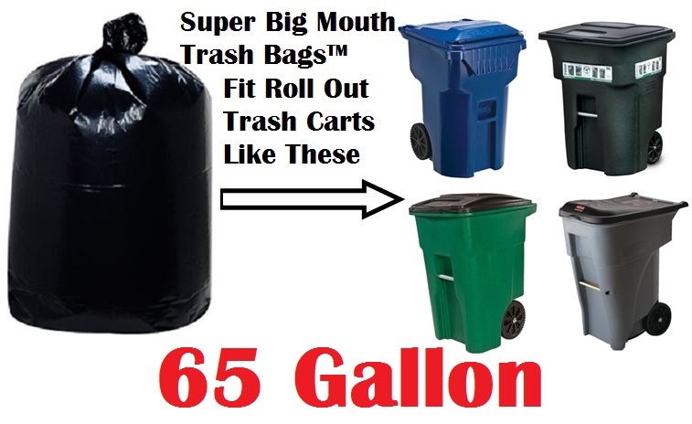 65 Gallon Trash Bags for Toter (Black 50 Garbage Bags per CASE)