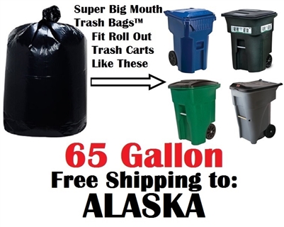 ALASKA 65 Gallon Trash Bags Super Big Mouth Trash Bags ALASKAN 65 GAL Garbage Bags