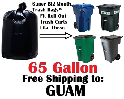GUAM 65 Gallon Trash Bags Super Big Mouth Trash Bags 65 GAL Garbage Bags