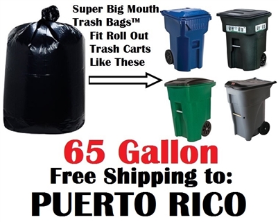 PUERTO RICO 65 Gallon Trash Bags Super Big Mouth Trash Bags 65 GAL Garbage Bags