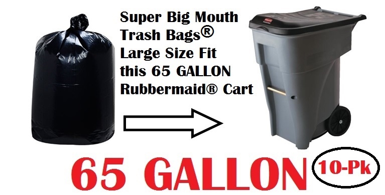 65 Gallon Trash Bags SUPER BIG MOUTH TRASH BAGS® - 10 Pack