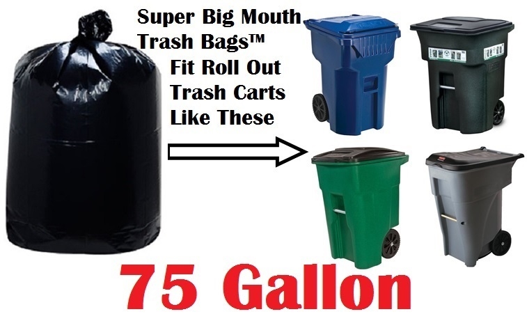75 Gallon Trash Bags SUPER BIG MOUTH BAGS - 30 Count