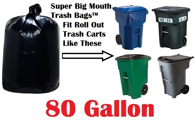 80 Gallon Trash Bags SUPER BIG MOUTH BAGS 30 Count