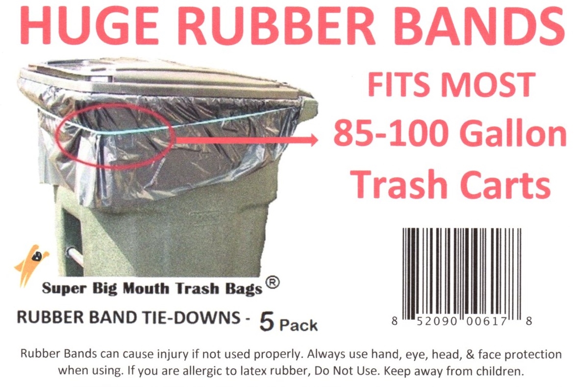 SUPER BIG MOUTH TRASH BAGSÂ® 30 RUBBER BANDS Tie-Downs for 85-100 Gallon  Trash