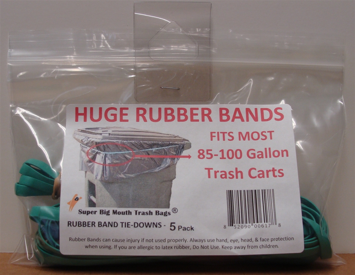  64 Gallon Super Big Mouth Trash Bags 3-Pack Plus 1 Free Rubber  Tie Down Band : Health & Household