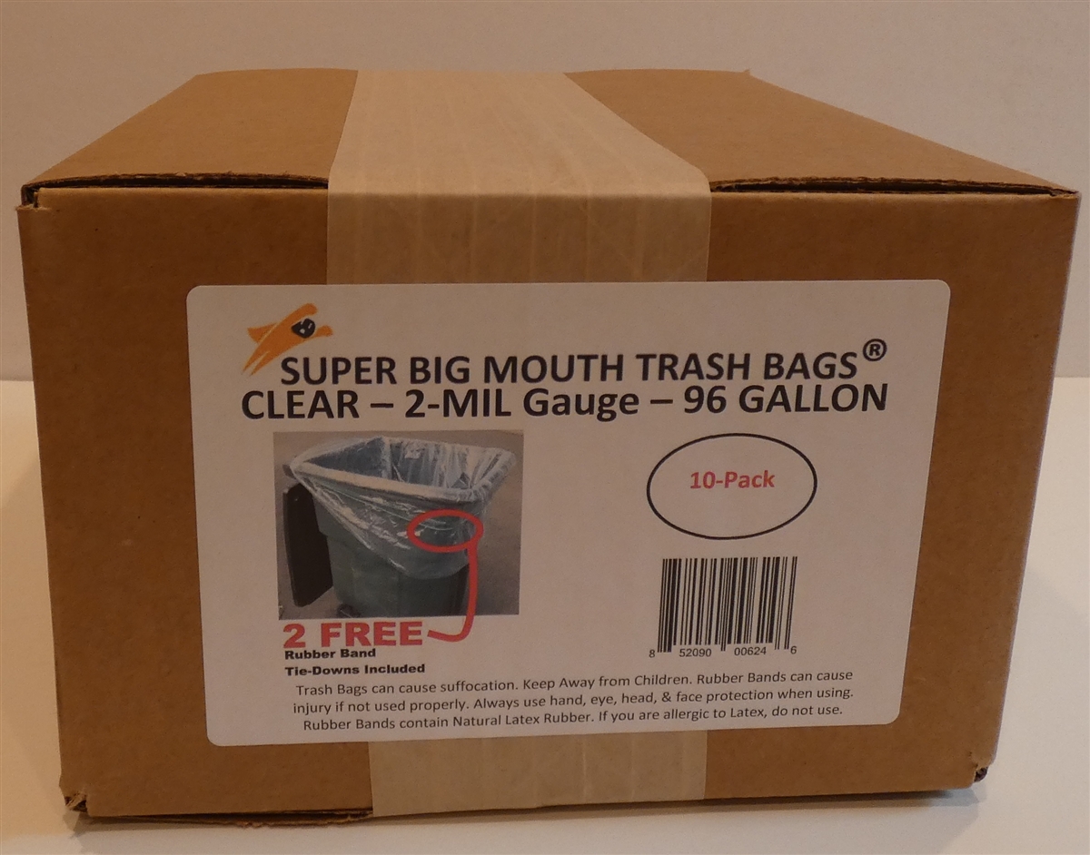 Clear 96 Gallon Trash Bags 10 Pack Super Big Mouth Trash Bags