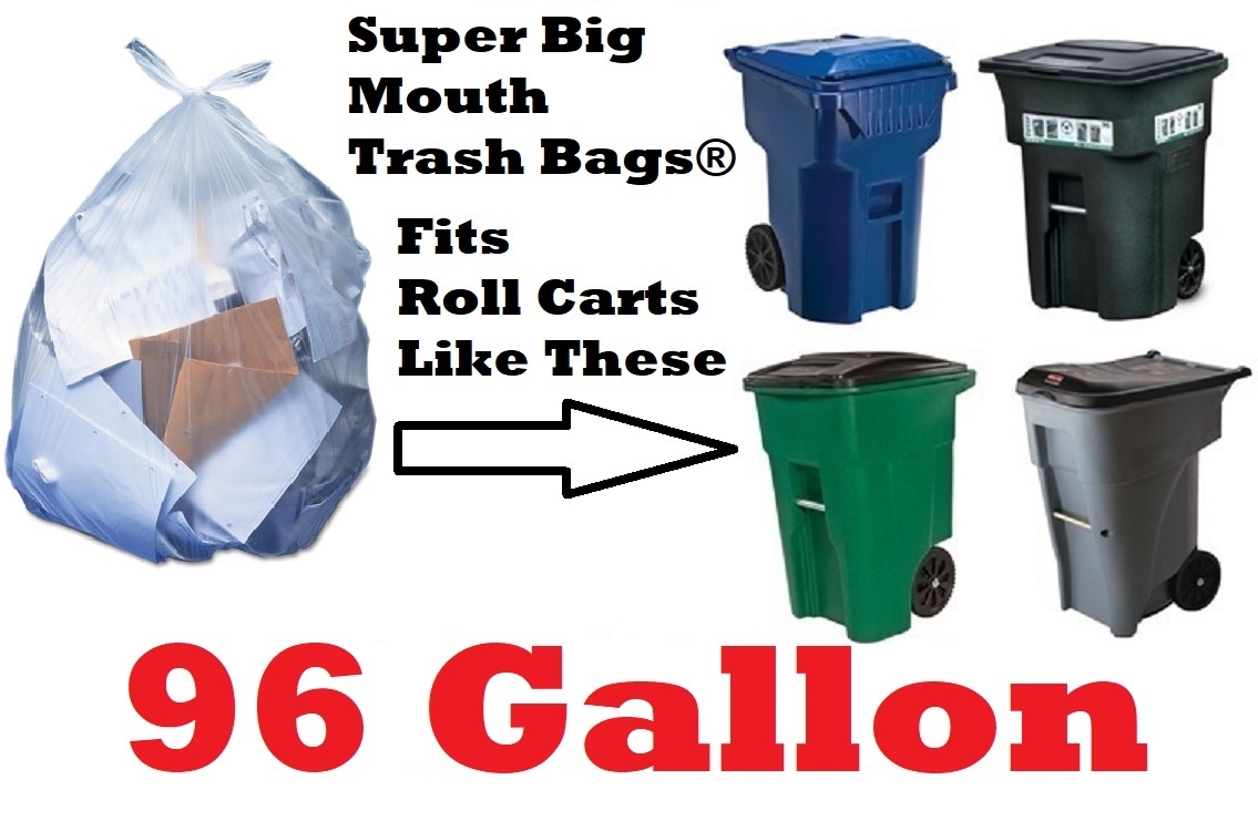 Clear 96 Gallon Trash Bags 10 Pack Super Big Mouth Trash Bags