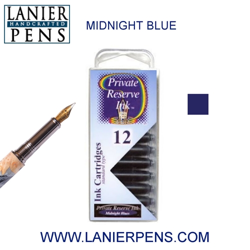 Private Reserve Midnight Blues 12 Pack Cartridge Fountain Pen Ink C15 - Lanier Pens