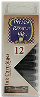 12 Pack - Private Reserve Ink, Universal Fountain Pen Ink Cartridges Clear Case, Vampire Red