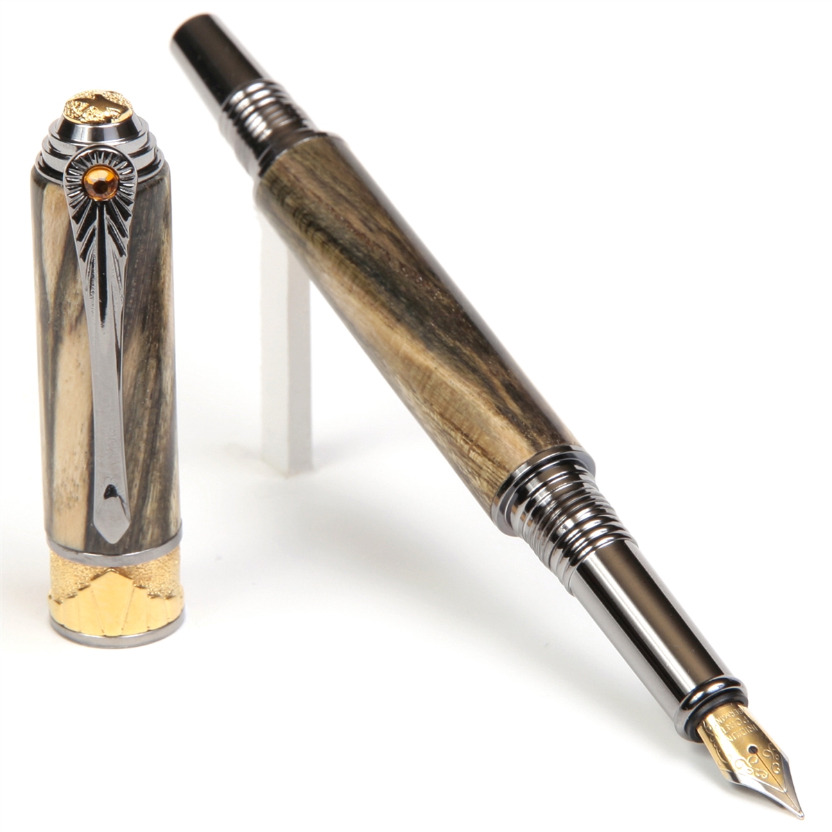 Art Deco Fountain Pen - Spalted Hackberry