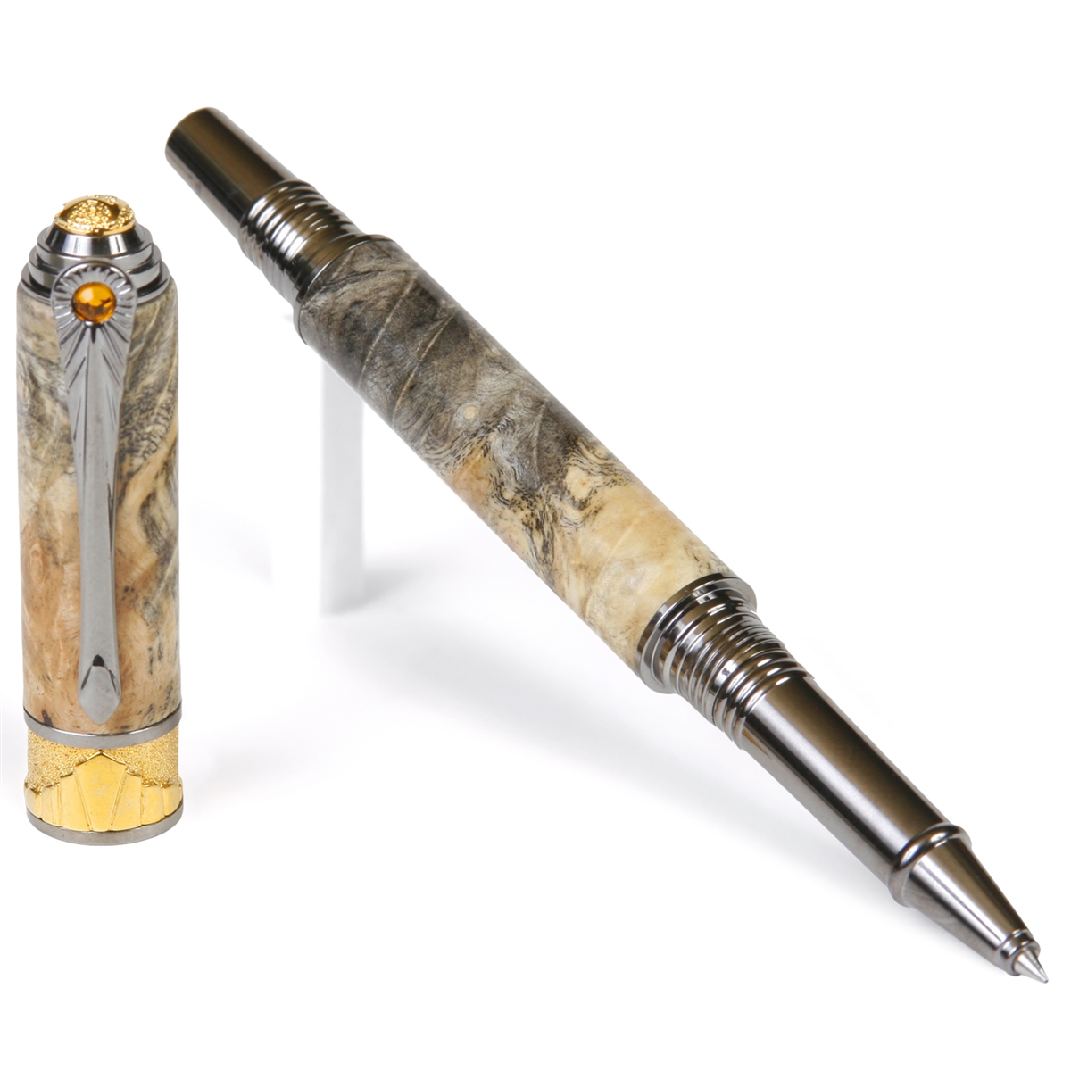 Art Deco Rollerball Pen - Buckeye Burl