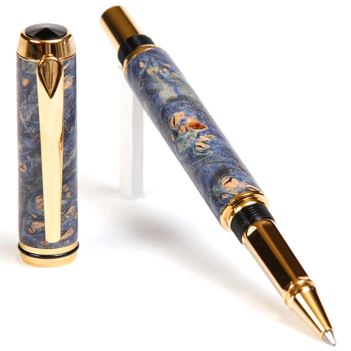 Baron Rollerball Pen - Blue Maple Burl