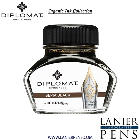 Diplomat Sepia Black Ink Bottle, 30ml by Lanier Pens, lanierpens, lanierpens.com, wndpens, WOOD N DREAMS, Pensbylanier