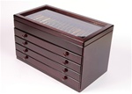 Mahogany Pen Chest with Glass Top - 76 Pens