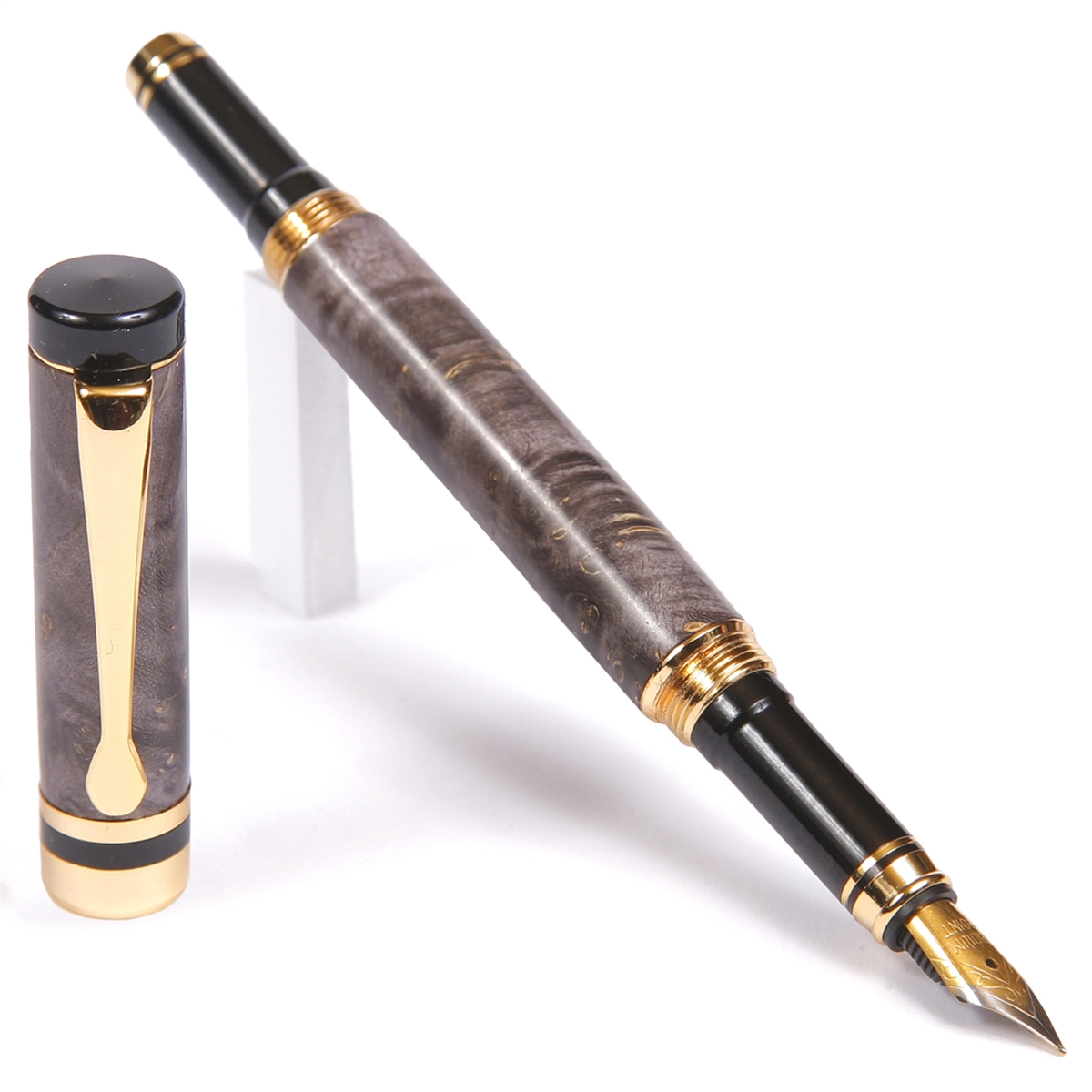 Classic Fountain Pen - Gray & Black Maple Burl