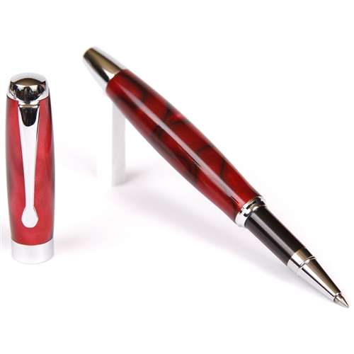 Red & Black Marbleized Gloss Body Rollerball Pen by Lanier Pens