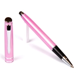 D208 Series Promotional Pink Rollerball Point Pen and Stylus with an aluminum body - Lanier Pens