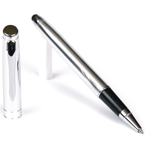 Budget Friendly Silver Mercury Rollerball Stylus Pen with Black Medium Tip Point Refill By Lanier Pens