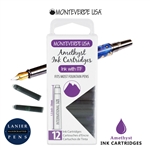 Monteverde G305AM Ink Cartridges Clear Case Gemstone Amethyst- Pack of 12 / Monteverde G305AM Amethyst Ink Cartridges Pack of 12