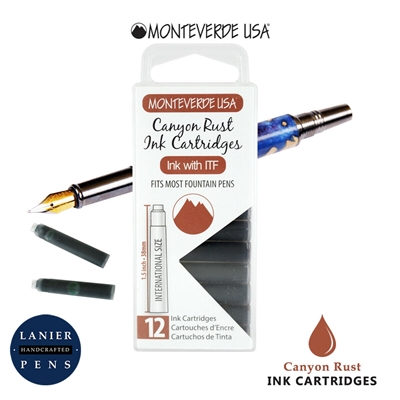 Monteverde G305CP Ink Cartridges Clear Case Gemstone Canyon Rust- Pack of 12 / Monteverde G305CP Canyon Rust Ink cartridges Pack of 12
