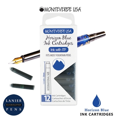 Monteverde G305HB Ink Cartridges Clear Case Gemstone Horizon Blue- Pack of 12 / Monteverde G305HB Horizon Blue Ink Cartridges Pack of 12