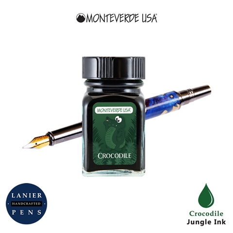 Monteverde G309CR 30 ml Jungle Fountain Pen Ink Bottle - Crocodile (Green)