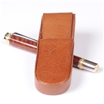 Tan Double Leather Pen Box Round by Lanier Pens, lanierpens, lanierpens.com, wndpens, WOOD N DREAMS, Pensbylanier