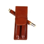 Brown Double Leather Pen Holder by Lanier Pens, lanierpens, lanierpens.com, wndpens, WOOD N DREAMS, Pensbylanier