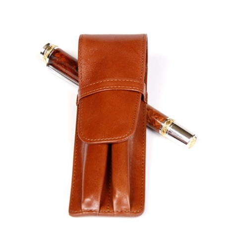 Tan Double Leather Pen Holder by Lanier Pens, lanierpens, lanierpens.com, wndpens, WOOD N DREAMS, Pensbylanier