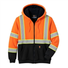 Winter High visible orange full zipper hoodie fur insulation