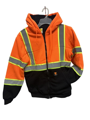 Winter High visible orange full zipper hoodie fur insulation