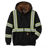 Winter black full zipper hoodie fur insulation with reflective tape