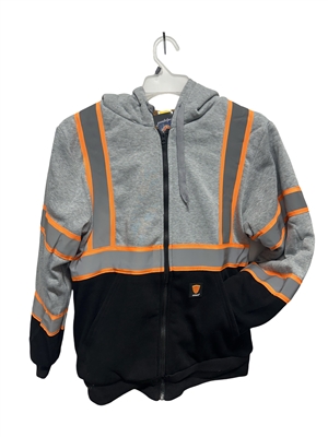 Winter Gray full zipper hoodie fur insulation with reflective tape