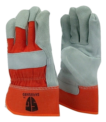 1 dozen (12 pairs) Cowhide Orange leather palm work glove