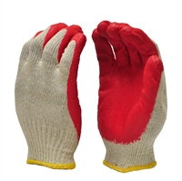 RED LATEX PALM COATED STRING KNIT WORK GLOVE