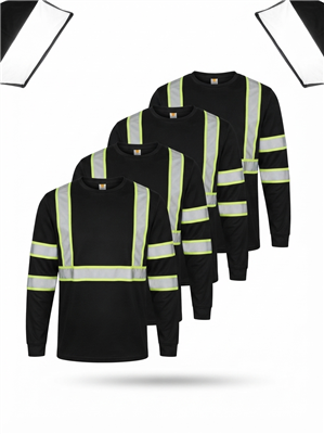 4 pack High visible Black Long Sleeve Dry fit shirt