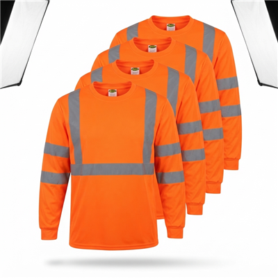 4 pack High visible Orange Long Sleeve Dry fit shirt