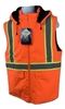 High visible Orange Winter fleece lined Vest hooded