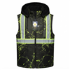 Black Camo Winter fleece lined Vest hooded with reflective tape