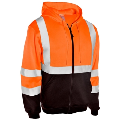 High visible orange class 3 full zipper hoodie