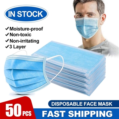 50 Pcs Disposable Face Cover 3 Layers