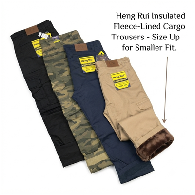 Men's winter work cargo pants with fleece lining