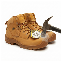 Jacata Brand Men's Steel toe Genuine Leather Wheat Classic Padded Collar Style 8605 Construction boots
